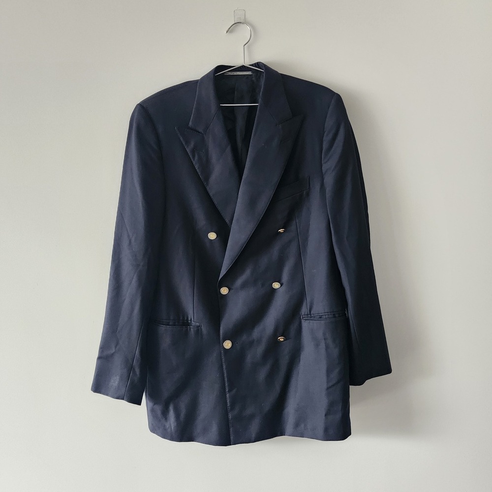 Ermenegildo Zegna Blazer Mens Navy Blue Italian Luxury Business Nautical